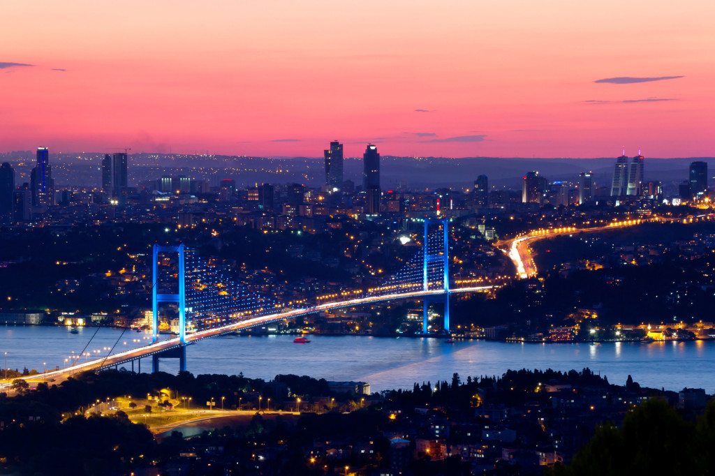 Istanbul Bosporus Bridge on sunset