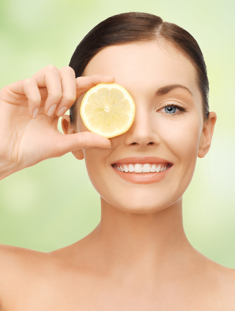 woman with lemon slice